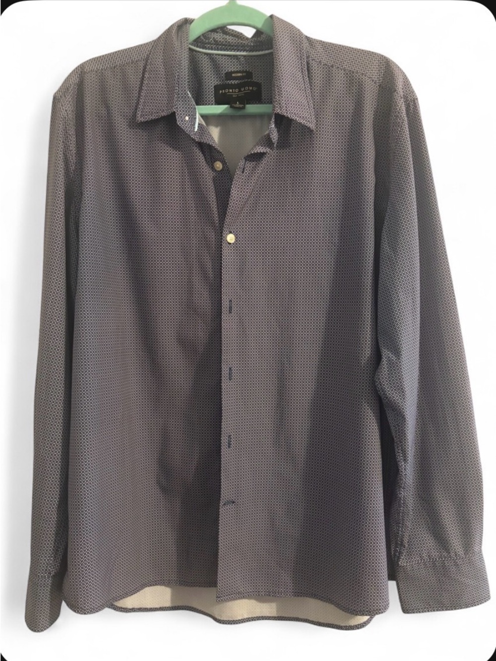 Pronto Uomo Men's Button-Down Microprint Dress Shirt - Charcoal Gray